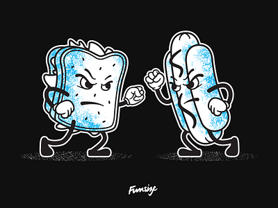 Sandwich vs. Hotdog dual fight hotdog illustration sandwich