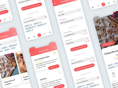 Recipe app additional screens (concept) app concept cooking daily ui design diet digestion disease disorder fodmap food food app iphone x melkweg melkwegdigital recipe app recipes
