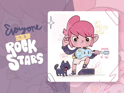 Play It Loud Kid! 2d cat character character design cute illustration kidlit kids music people