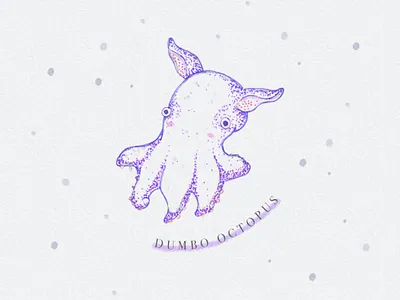 Dumbo Octopus creature cute cute animal drawing handdrawn handdrawn art illustration ink drawing octopus pastel pastel art pastel illustration sea sea creature underwater