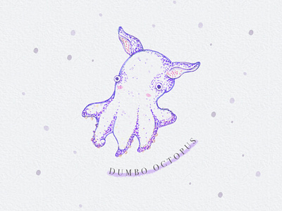 Dumbo Octopus creature cute cute animal drawing handdrawn handdrawn art illustration ink drawing octopus pastel pastel art pastel illustration sea sea creature underwater