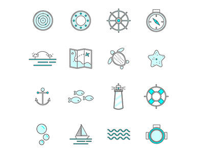 Nautical Vectors anchor boat brand branding creative design designer development graphic design graphics icon illustration logo nautical sea sea creature sunset vector