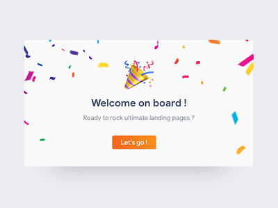 Onboarding Modal confetti emoji modal modal box onboarding onboarding screen party shadow shadows success successful ui vibrant welcome welcome screen