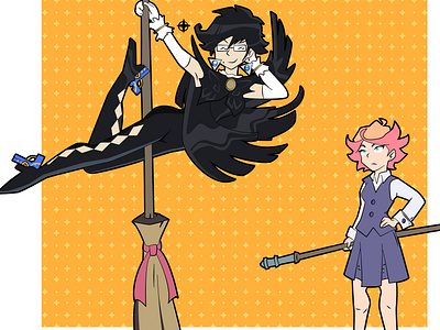 Bayonetta y Amanda arte digital bayonetta bruja digital art draw fanart gamer illustration japan little witch academia littlewitchacademia mexico nintendo platinum games vector videogame