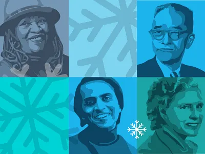 Holiday Card Cover grid holiday illustration morrison portrait sagan snowflakes squares vector