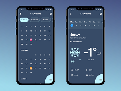 Daily UI Challenge - #037 Weather & #038 Calendar 037 038 calendar daily 100 dailyui mobile sketch weather