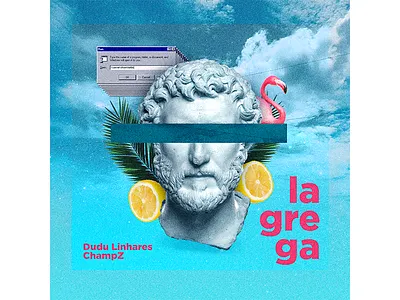 SINGLE | La Grega art blue collage collageart colors design eletronic error flamingo grego leaf music orange psd single single art song statue tropical windows