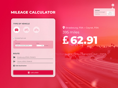 Mileage Calculator calculator dailyui 004 ux ui webdesign