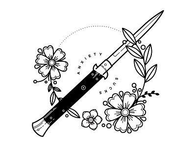 Anxiety. anxiety anxious blackwork floral flowers illustration linework mental health mental illness tattoo