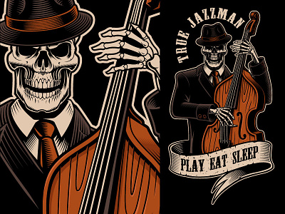 Jazz Skeleton design harry kasyanov jazz music ribbon skull vector