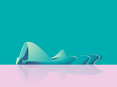 Heydar Aliyev Center by Zaha Hadid Architects architechture digital illustration illustration pink turquoise vector vector art vector artwork vector illustration zaha hadid