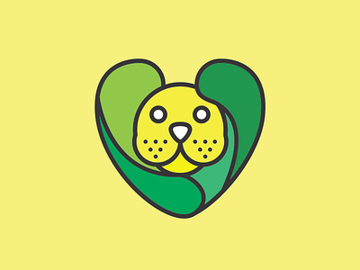 Heart Dog abstract art brand branding character clean design dog dog lover flat green icon identity illustration illustrator logo minimal vector yellow