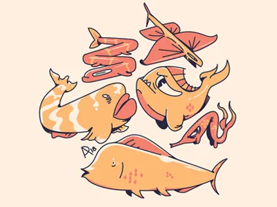 New School aquarium eel fish fish icons flying fish icon design ocean