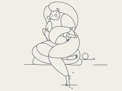 The First Dog characterdesign characters clean flat girl girl with the dog illustration illustration lineart minimal outline vector