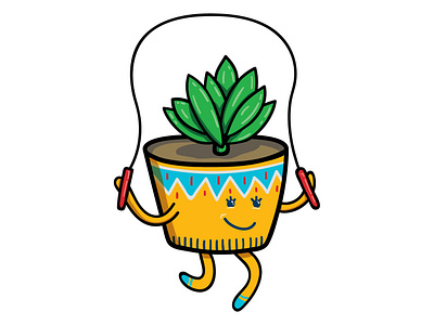 Treasure Truck Jump-roping Succulent amazon hand drawn illustration jumprope sticker succulent treasure truck