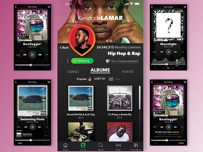 Spotify App Redesign | DailyUI 006 + 009 009 app app concept artist dailyui eq equalizer lyrics music player player profile redesign screen spotify