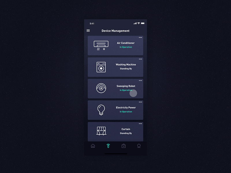 Smart Home animation app card design chart curve dark data device diagram dynamic design graphic design information interface mobile motion design product design smart control smart home ui ux