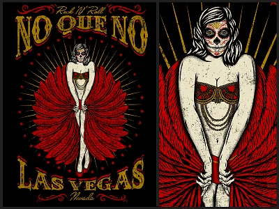 SHOWGIRL - NO QUE NO catrina illustration las vegas mexico rockabilly showgirl skull sugarskull traditional vintage