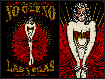 SHOWGIRL - NO QUE NO catrina illustration las vegas mexico rockabilly showgirl skull sugarskull traditional vintage