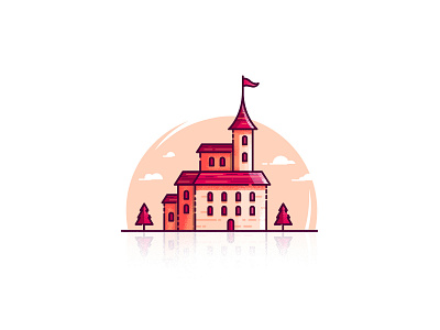 Little Castle concept design flat grunge icon illustration ui vector website