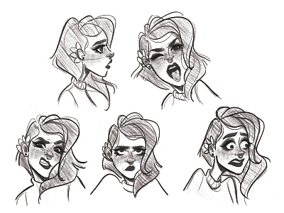 Lily Expression Sheet cartoon cartoon character cartoon design cartoon illustration character art character concept character design character development concept art concept design facial expressions game art illustration rough sketch sketch sketchbook visdev