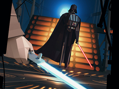 Vader Duel 3d 3d illustration 3dlowpoly comicbooks darth vader darthvader fanart illustration lowpoly science fiction scifiart starwars vader