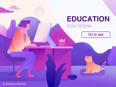 Study girl cat design education girl illustration mac plante purple vector vector art 教育