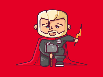 Thor Odinson 2d avenger cartoon character design character designs flat illustration lightning bolts marvel super hero super heroes thor vector