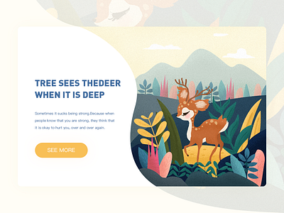 Deer animal deer green illustration illustrations lovely mountain pink plant yellow