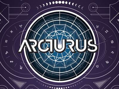 Arcturus astrology blue branding design detail linework moon purple stars type typography vector