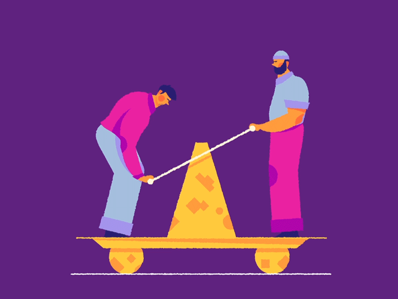 Bid Buddies / Handcar animation beard big boys character collaborate flat handcar illustration railway