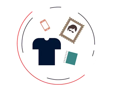 Many Items Badge abstract badge design image line minimal web