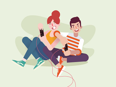 Gamer Couple Illustration design gamer couple gamers illustration vector video games