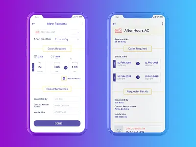 Facility Management App - New Request, Detail Screens android app app facility management form ios app iphonex mobile new request simple sri lanka ui ux