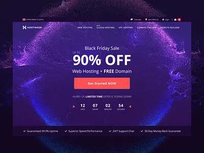 Black Friday Landing Page black countdown cta discount features friday header homepage hosting hostinger landing landing page off purple sale timer ui ux web website