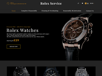 Watch Repair Website Concept adobe adobexd black designs photoshop ui user experience user interface ux watch web webdesign