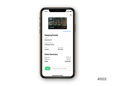 Payment Concept - Swipe to Confirm Order app design apple pay card checkout credit card dailyui dailyui 002 forrest payment app san francisco slide design swipe