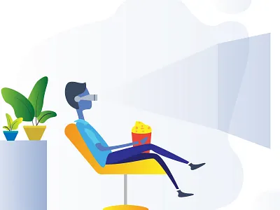 VR Cinema Room art cinema color design display dribbble illustration illustration art illustrator movie specscale vector vr web