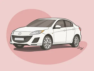 mazda3 car design flat design illistration illustrator