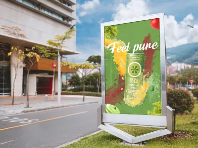 Drink poster design apple art design green poster red yellow