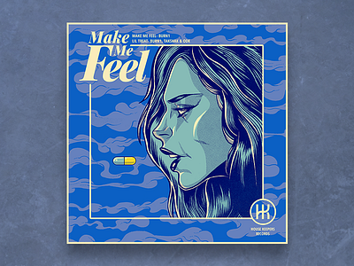 Make Me Feel album album art album artwork album cover album cover design blue graphic design graphic art graphic artist illustator illustration illustration art pen and ink pill