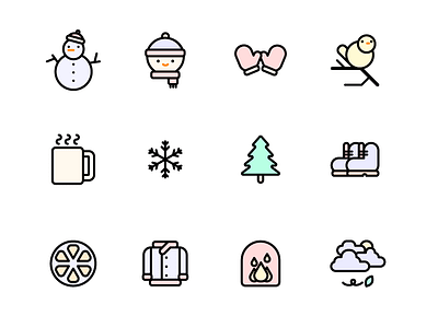 Winter Icons artwork character cold cute design fall icon icon artwork iconpack illustration seasonal snowman stroke icon winter