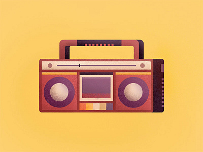 Retro Radio casette design flat icon illustration music radio texture vector