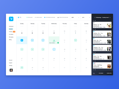 Pet Pro Booking Calendar - Month View app calendar clean colors dark theme dashboard light theme minimal ui ux web