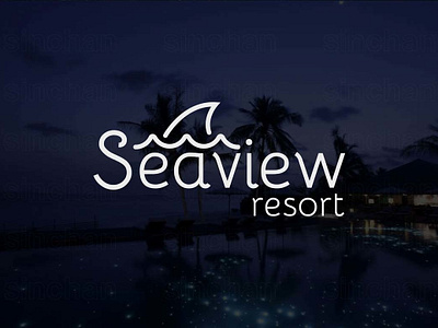 Sea View resort brand logo flat resort logo