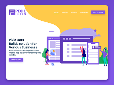 Pixie Dots Landing page design graphic design illustration logo ui design webdesign