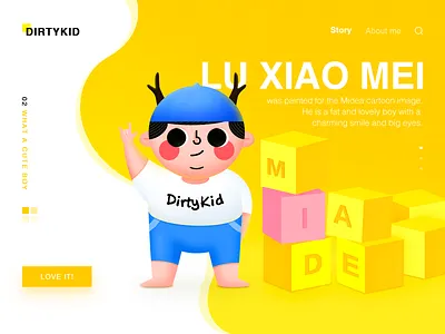 Cute Boy colorful drawing flats graphic illustration landing ui design web