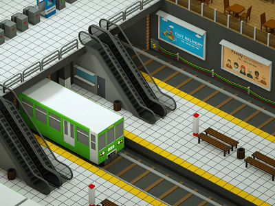 Metro Station 3d 3d art 3d artist c4d cinema 4d city city life design low poly low poly art metro metro station render subway