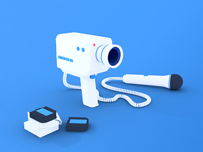 Super8 Camera 3d blue illustration minimal