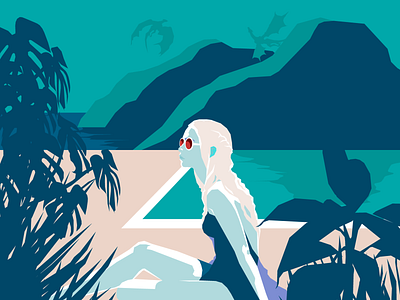 Game of Queens daenerys daenerys targaryen debut design digital illustration game of thrones got illustration poolside summer turquoise vector vector art vector artwork vector illustration